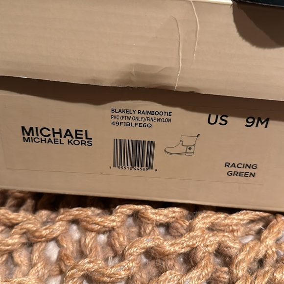 Michael Kors Blakely Logo Tape PVC/Nylon Rain Boot “Racing Green” LIKE NEW! SZ 9 - Picture 14 of 15